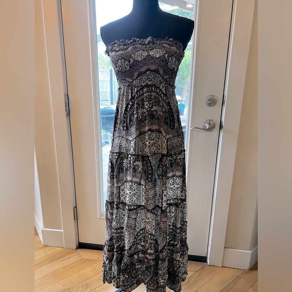 Vintage Free People Strapless Maxi Dress